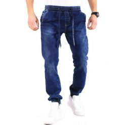 Spodnie męskie joggery jeansowe Recea. Niebieskie spodnie męskie Recea, s, bez wzorów, z bawełny, eleganckie. Za 102,79 zł.