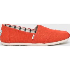 Toms - Espadryle. Pomarańczowe espadryle damskie marki Toms, bez wzorów, ze skóry, bez obcasa. Za 219,90 zł.
