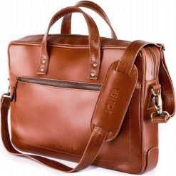 FABIO Męska skórzana Torba na laptopa VINTAGE BRĄZ. Pomarańczowe torby męskie skórzane Solier, bez wzorów, ze skóry, eleganckie, na ramię. Za 599,00 zł.