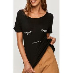 Answear - T-shirt Answear Lab. Czarne bluzki damskie ANSWEAR, s, z aplikacjami, z bawełny, casualowe, bez kołnierzyka. Za 49,90 zł.