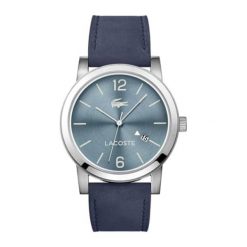 Zegarek "METRO-2010925" w kolorze granatowo-srebrnym. Niebieskie, analogowe zegarki męskie Lacoste, srebrne. W wyprzedaży za 427,95 zł.