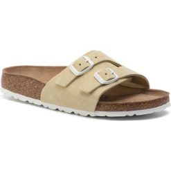 Klapki BIRKENSTOCK - Vaduz 1012748 Vanilla. Brązowe klapki damskie Birkenstock, bez wzorów, ze skóry, bez obcasa. W wyprzedaży za 239,00 zł.