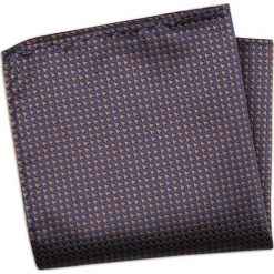 Brązowo-Granatowa Elegancka Męska Poszetka -ALTIES- w Pepitkę POSZALTTANIA0377. Niebieskie poszetki męskie Alties, bez wzorów, z materiału, eleganckie. Za 16,90 zł.