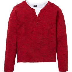 Shirt z długim rękawem w optyce 2 w 1 bonprix czerwony melanż. Czerwone koszulki męskie bonprix, s, bez wzorów, bez kołnierzyka, z długim rękawem, długie. Za 54,99 zł.