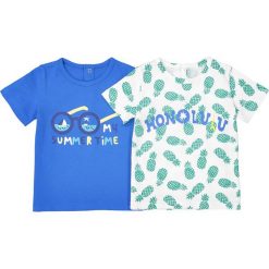 T-shirty chłopięce: T-shirt z okrągłym dekoletm Oeko Tex 1 miseiąc -2 lata (2 sztuki)