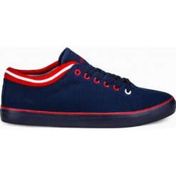 Buty męskie trampki T302 - granatowe. Niebieskie buty sportowe męskie Ombre Clothing, bez wzorów, z materiału, sportowe, bez zapięcia. Za 49,00 zł.