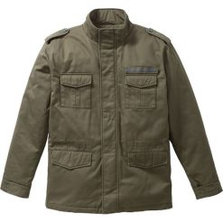 Kurtka z nadrukiem z tyłu Regular Fit bonprix ciemnooliwkowy. Zielone kurtki męskie bonprix, m, z nadrukiem, bez kaptura. Za 124,99 zł.