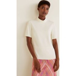 Mango - Top Sito. Białe topy damskie marki Mango, xs, z poliesteru, z okrągłym kołnierzem. Za 119,90 zł.