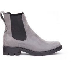 Ocieplane sztyblety na płaskim obcasie - skóra naturalna - model 479 - kolor szary. Szare botki damskie Zapato, na zimę, z jeansu, eleganckie, na niskim obcasie, na obcasie, bez zapięcia. Za 399,00 zł.