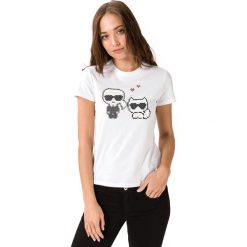 Karl Lagerfeld Pixel Choupette Koszulka Biały. Białe koszulki damskie KARL LAGERFELD, l, z nadrukiem, z bawełny, bez kołnierzyka, z krótkim rękawem. Za 390,95 zł.