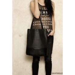 Shopper bag damskie: Shopper XL torba czarna perforowana codzienna