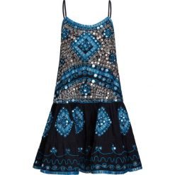 Sukienka JULIET DUNN. Niebieskie sukienki damskie Juliet Dunn, l, z haftami, z bawełny, boho, bez kołnierzyka, bez rękawów, rozkloszowane. W wyprzedaży za 616,00 zł.