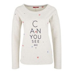 S.Oliver Bluza Damska 34 Kremowy. Białe bluzy damskie marki S.Oliver, s, z nadrukiem, bez rękawów, długie, bez kaptura. W wyprzedaży za 163,00 zł.