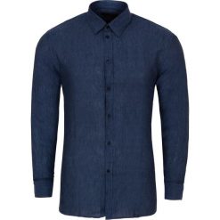 Koszula Trussardi Jeans. Koszule męskie m, bez wzorów, z jeansu, klasyczne, z włoskim kołnierzykiem, bez rękawów. Za 549,00 zł.