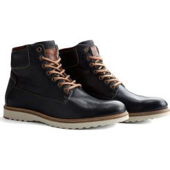 Buty zimowe męskie: Skórzane botki „H.Austin” w kolorze granatowym