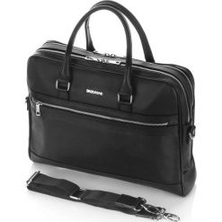 Elegancka skórzana torba męska na laptopa 17" Brodrene VT01 czarna. Czarne torby męskie skórzane Brødrene, w paski, ze skóry, eleganckie. Za 299,99 zł.