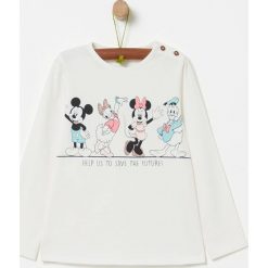 OVS - Longsleeve dziecięcy 74-98 cm. Białe bluzki dziewczęce OVS, z nadrukiem, z elastanu, z okrągłym kołnierzem, z długim rękawem, długie, bez kaptura. Za 69,90 zł.