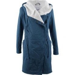 Lekka parka z podszewką z "baranka" bonprix ciemnoniebieski. Niebieskie parki damskie bonprix, bez wzorów, bez kaptura. Za 189,99 zł.