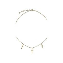 Srebrny pozłacany naszyjnik choker z krzyżykami. Żółte naszyjniki damskie marki Atdiament, srebrne. Za 119,00 zł.
