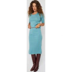 Spódnica w kolorze turkusowym. Niebieskie spódniczki damskie Rodier, xl, z wełny, klasyczne, z standardowym stanem, midi. W wyprzedaży za 179,95 zł.