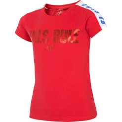 T-shirt dziewczęcy (122-164) JTSD203A - czerwony. Czerwone bluzki dziewczęce marki 4F JUNIOR, z nadrukiem, z materiału, bez kołnierzyka, bez rękawów, bez kaptura. Za 34,99 zł.