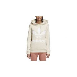 Bluza Adidas Trefoil Hoodie Linen. Żółte bluzy damskie marki Adidas, bez wzorów, z bawełny, bez rękawów, bez kaptura. Za 200,00 zł.