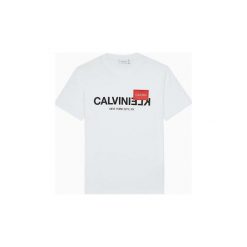 T-shirty z krótkim rękawem Calvin Klein Jeans K10K104502 TEXT REVERSE. Białe t-shirty męskie Calvin Klein Jeans, s, bez wzorów, z jeansu, bez kołnierzyka, krótkie. Za 179,67 zł.