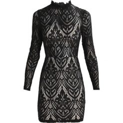 Sukienki: Missguided RUFFLE NECK LONG SLEEVE SHEER Sukienka koktajlowa black