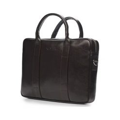 Skórzana męska torba na laptopa Ciemny brąz Solier William. Pomarańczowe torby męskie skórzane Solier, bez wzorów, ze skóry, eleganckie. Za 419,00 zł.
