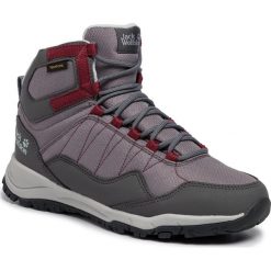 Trekkingi JACK WOLFSKIN - Maze Texapore Mid W 4035651 Termac Grey/Burgundy. Szare trapery damskie Jack Wolfskin, ze skóry ekologicznej, bez obcasa, bez zapięcia. W wyprzedaży za 289,00 zł.