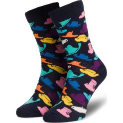 Skarpety Wysokie Unisex HAPPY SOCKS - HAT01-6500 Granatowy Kolorowy. Niebieskie skarpetki damskie Happy Socks, bez wzorów, z elastanu. Za 39,90 zł.