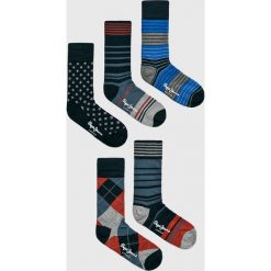 Pepe Jeans - Skarpety Micky (5-pack). Niebieskie skarpetki męskie marki Pepe Jeans, z bawełny. Za 119,90 zł.
