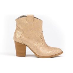 Kowbojki na obcasie - skóra naturalna - model 471 - kolor złoty waż. Żółte botki damskie Zapato, ze skóry, bez obcasa, na obcasie, bez zapięcia. W wyprzedaży za 319,20 zł.