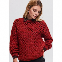 Sweter z domieszką wełny - Bordowy. Czerwone swetry klasyczne damskie Reserved, m, z wełny. Za 139,99 zł.