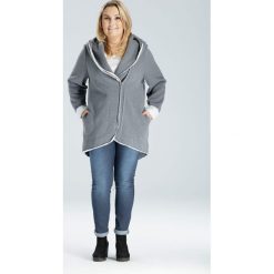 Szara bluza z kapturem oversize duże rozmiary PLUS SIZE JESIEŃ. Szare bluzy damskie Moda Size Plus Iwanek, z bawełny, eleganckie, z kapturem. Za 169,00 zł.