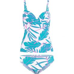 Tankini na fiszbinach (2 części) bonprix różowo-turkusowy wzorzysty. Różowe stroje kąpielowe damskie bonprix, bez wzorów. Za 89,99 zł.
