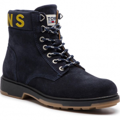 Kozaki TOMMY JEANS - Suede Boot EM0EM00235 Black Iris 431. Niebieskie glany męskie marki Tommy Jeans, z jeansu. Za 599,00 zł.
