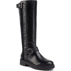 Oficerki GEOX - D Adrya D D949TD 0436Y C9999 Black. Czarne kozaki damskie Geox, ze skóry, bez obcasa, na obcasie, bez zapięcia. W wyprzedaży za 539,00 zł.