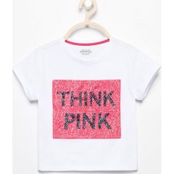T-shirty damskie: T-shirt z dwustronnymi cekinami różowa pantera – Biały