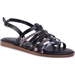 Sandały TAMARIS - 1-28126-24 Black Comb 098. Czarne klapki damskie Tamaris, bez wzorów, ze skóry ekologicznej, bez obcasa. Za 239,00 zł.