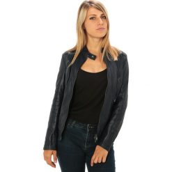 Kurtki damskie: Skórzana kurtka w kolorze niebieskim