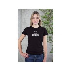 Believe in Your Female Energy t-shirt. Czarne t-shirty damskie Funfara, s, bez wzorów, z bawełny, bez kołnierzyka. Za 89,00 zł.