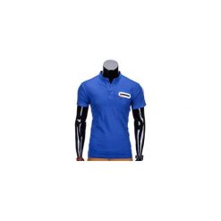 T-shirt męski bez nadruku S665 - niebieski. Niebieskie t-shirty męskie Ombre Clothing, s, z nadrukiem, z bawełny, ze stójką. Za 29,00 zł.