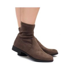 Zamszowe Botki Sztyblety XQ99 Khaki. Zielone botki damskie ButyModne, z jeansu, boho, bez obcasa, na obcasie, bez zapięcia. Za 69,00 zł.