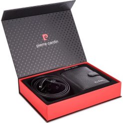 Zestaw upominkowy PIERRE CARDIN - ZG-49 Czarny. Czarne portfele męskie marki Pierre Cardin, bez wzorów, ze skóry. W wyprzedaży za 179,00 zł.