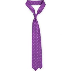Krawat Fioletowy w kropki. Fioletowe krawaty męskie marki LANCERTO, na studniówkę, w kropki, z tkaniny, eleganckie. Za 79,90 zł.