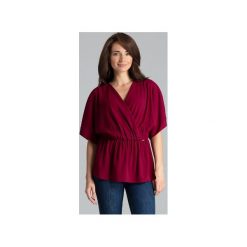 Bluzka L063 Bordo. Czerwone bluzki damskie Lenitif, na co dzień, xl, bez wzorów, krótkie, mini, kopertowe. Za 139,00 zł.