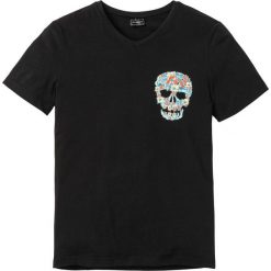T-shirt bonprix czarny. Czarne koszulki męskie bonprix, s, bez wzorów, z dekoltem w serek, bez rękawów. Za 34,99 zł.