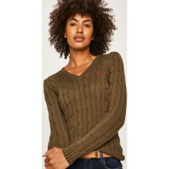 Polo Ralph Lauren - Sweter. Zielone swetry damskie Polo Ralph Lauren, s, bez wzorów, z bawełny, bez rękawów, bez kaptura. Za 619,90 zł.