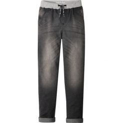 Miękkie dżinsy z wygodnym paskiem bonprix szary denim. Szare jeansy męskie z dziurami marki bonprix, z denimu. Za 99,99 zł.